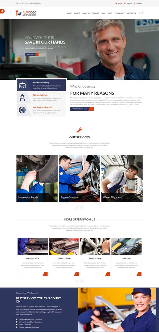 Autodoc- Car Repair and Auto Service Website Design Template
